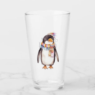 Verre Joli design de pingouin hippie aquarelle boho