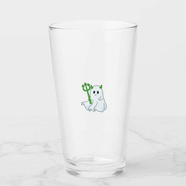 Verre Joli fantôme diable avec trident vert (Devant)