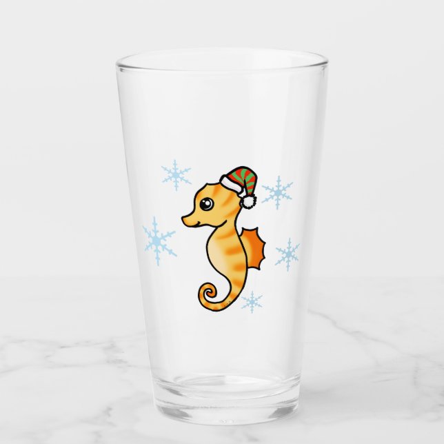 Verre Joli hippocampe flocon de neige d'hiver de vacance (Devant)