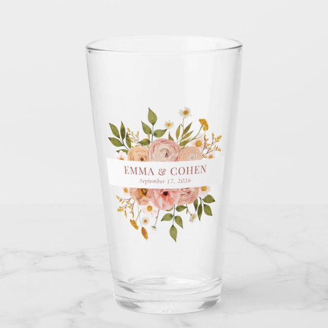 Verre Joli jardin fleuri faveur de mariage (Devant)