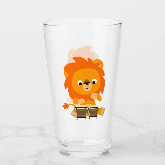 Verre Joli Lion Caricature Jouer Bongos Tumbler (Devant)