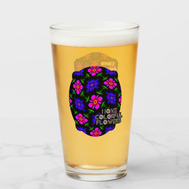 Verre Joli Motif de fleurs roses (Devant (rempli))