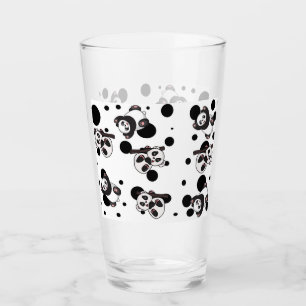 Verre Joli panda noir et blanc et fond à pois