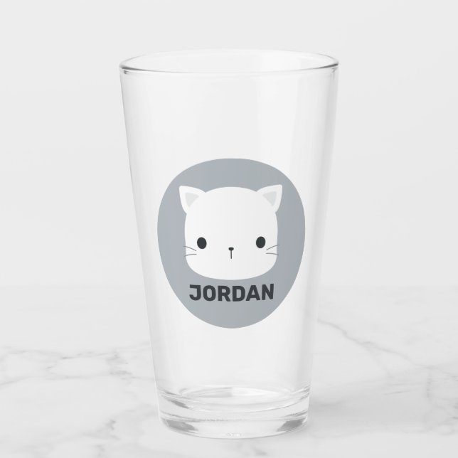 Verre Joli Petit Chat avec Nom Personnalisé (Devant)