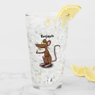 Verre Joli rat brun pouce levé dessin animé