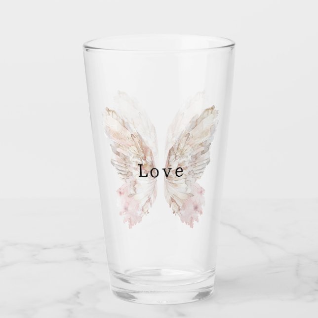 Verre Jolie ailes papillon rose (Devant)