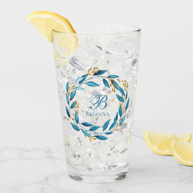 Verre Jolie couronne d'aquarelle - Monogramme (Devant glace)