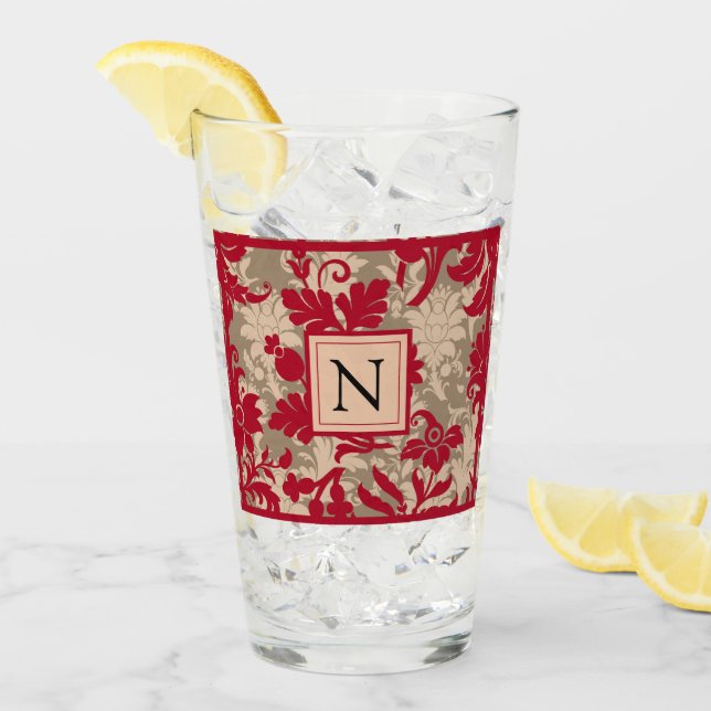 Verre Jolie ferme de campagne rouge Tan Damask (Devant glace)