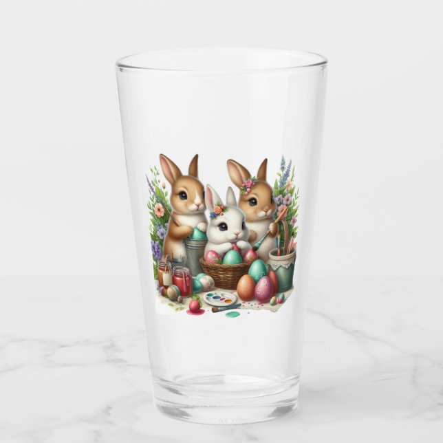 Verre Jolie fête de peinture de Pâques Bunny/Printemps (Devant)