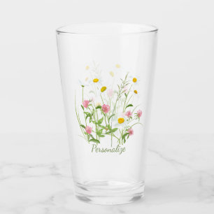 Verre Jolie Fleurs sauvages Daisy Carnation rose