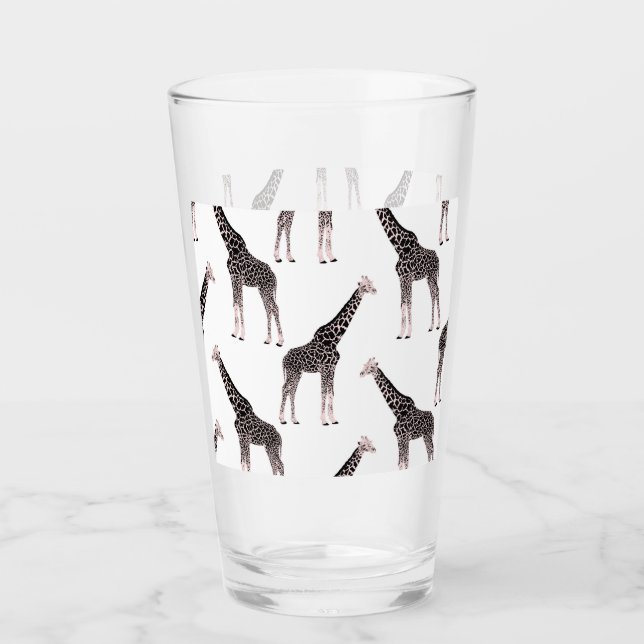 Verre Jolie Giraffe noire blanche rose (Devant)