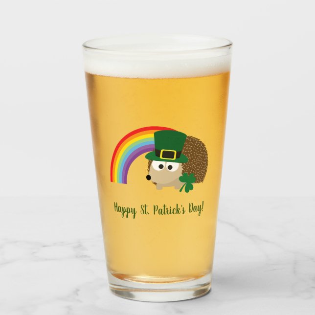 Verre Jolie Hedgehog Leprechaun Saint Patrick's Day (Devant (rempli))
