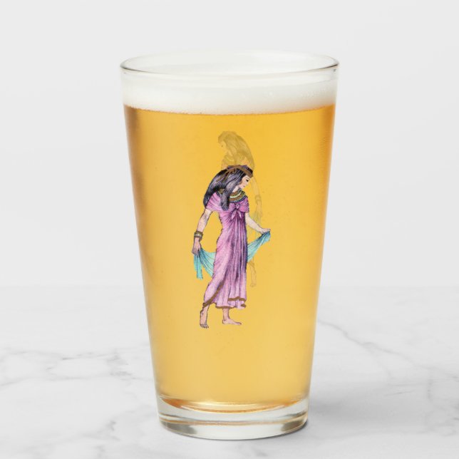 Verre Jolie robe rose Lady Écharpe Bleu Ancienne Egypte (Devant (rempli))