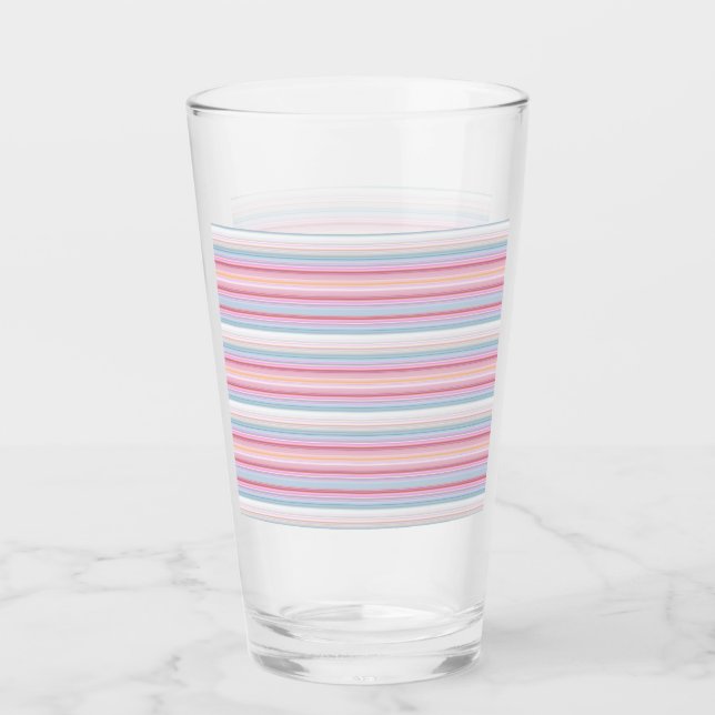 Verre Jolies rayures blanches roses  (Devant)