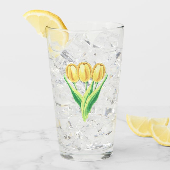 Verre Jolies Tulipes Aquarelles Fleurs de printemps (Devant glace)