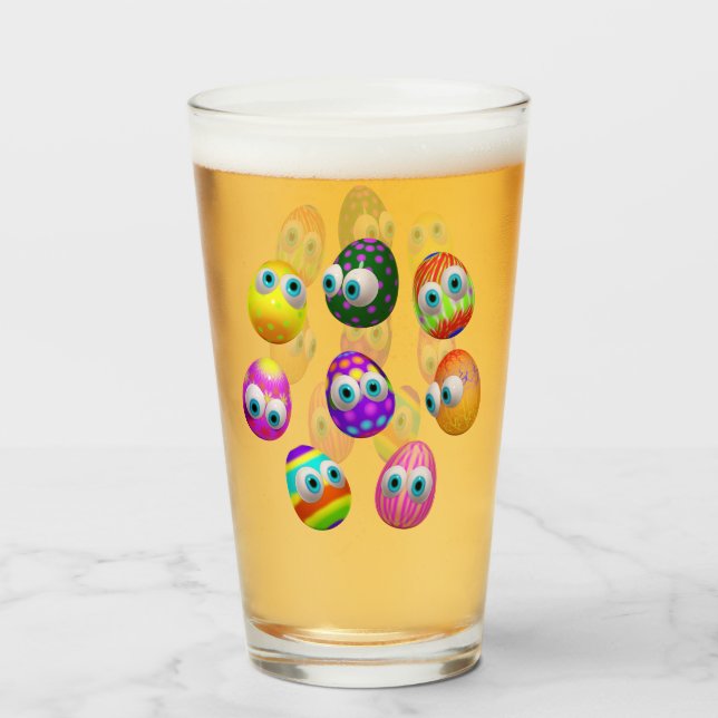 Verre Jolis œufs de Pâques de dessin animé drôles (Devant (rempli))