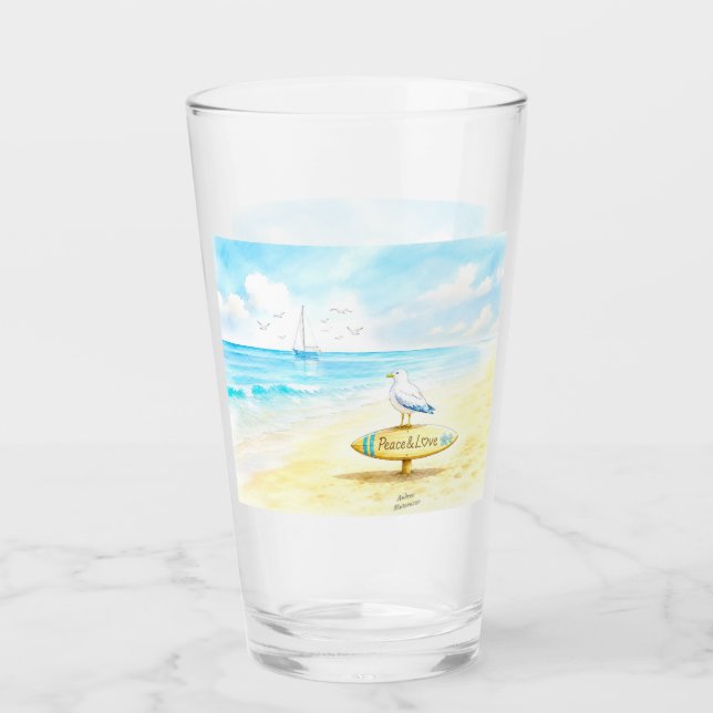 Verre Jon Seagull - Paix & Amour  (Devant)