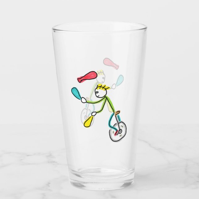 Verre Jongleur Stickman Monocycle (Devant)