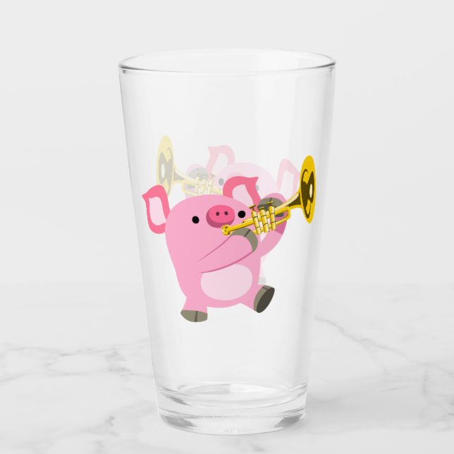 Verre Jouer Jeu de trompette Tumbler de cochon de dessin (Devant)