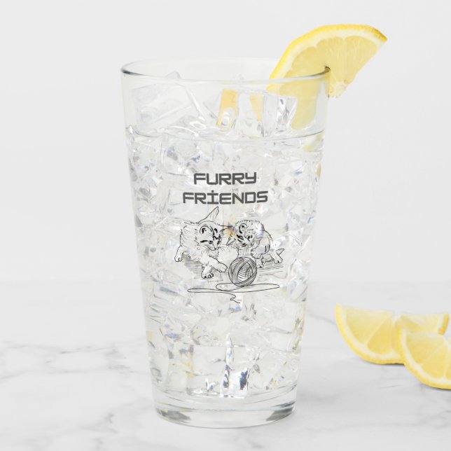 Verre Jouer Tango de fil — Deux chatons au T-shirt de je (Dos glace)