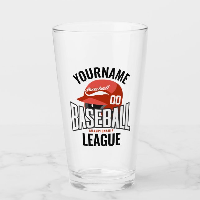 Verre Joueur de baseball personnalisé NOM Équipe Champ C (Devant)