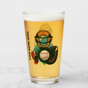 Verre Joueur de baseball vintage, receveur avec gant