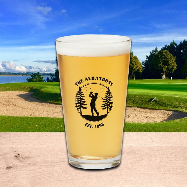 Verre Joueur de golf Pins des arbres Ajouter un nom  (Créateur téléchargé)