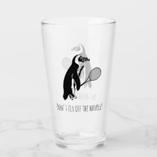 Verre Joueur de tennis de pingouin avec texte