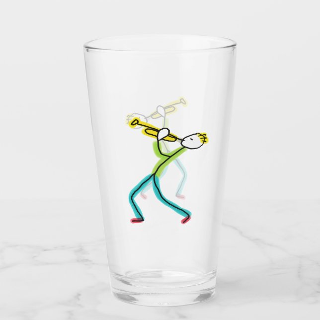 Verre Joueur de trompette Stickman (Devant)
