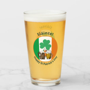 Verre Jour de la Saint Patrick du drapeau irlandais pers