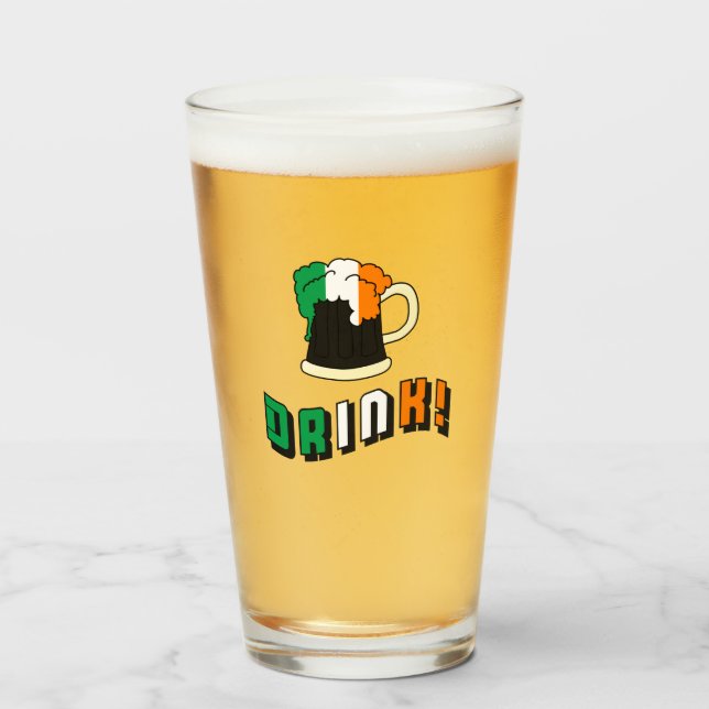 Verre Jour de la Saint Patrick Irish Beer Funny Pint (Devant (rempli))