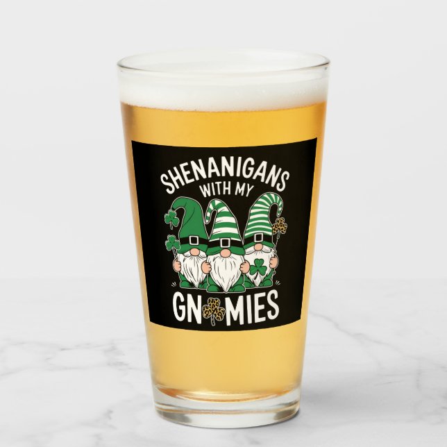 Verre Jour de la Saint-Patrick Shamrock Chanceux Gnomes  (Devant (rempli))