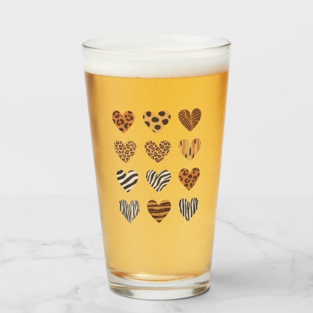 Verre Jour de la Saint-Valentin Cœur Léopard Mignon  (Devant (rempli))