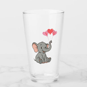 Verre Jour de la Saint-Valentin éléphant mignon
