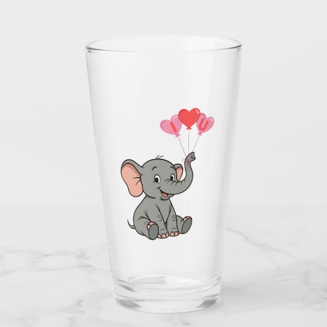 Verre Jour de la Saint-Valentin éléphant mignon (Devant)