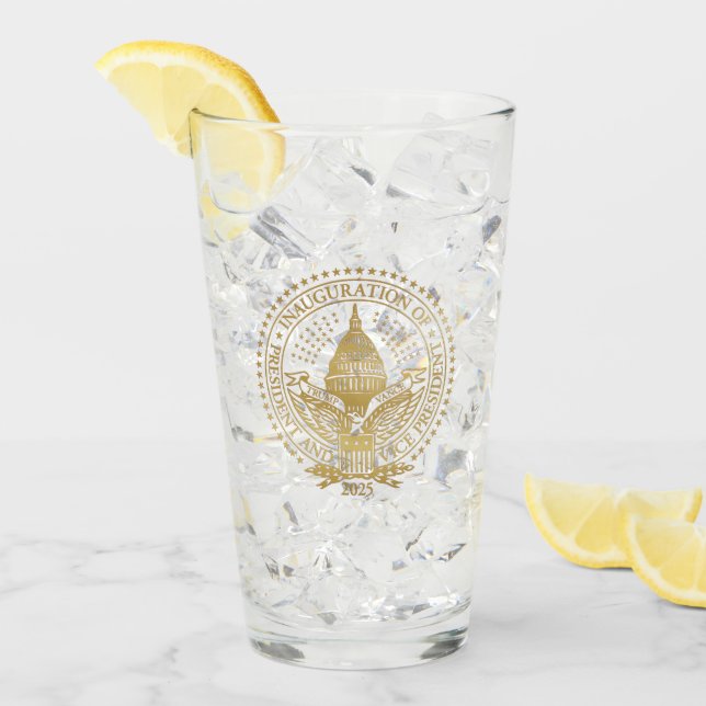 Verre Jour d'inauguration du logo de Trump Vance 2025 (Devant glace)