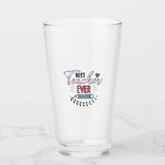 Verre Journée de l'enseignant Meilleur enseignant jamais (Devant)