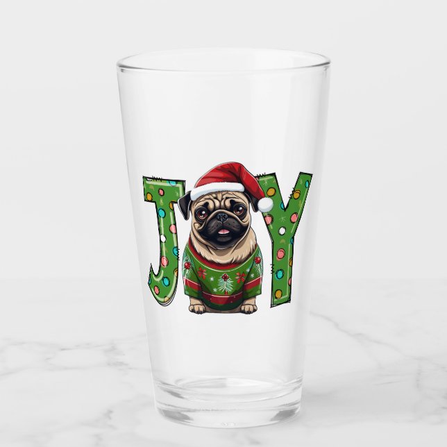 Verre JOY Joyeux Carlin de Noël Père Noël (Devant)