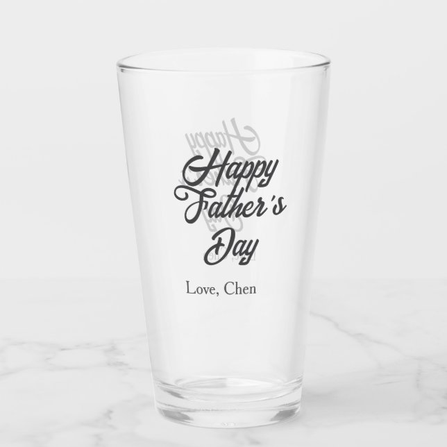 Verre Joyeuse fête des pères nom gris amour meilleur pap (Devant)