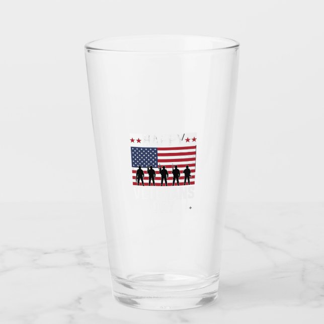 Verre Joyeuse fête des vétérans Drapeau Silhouette Vecto (Devant)