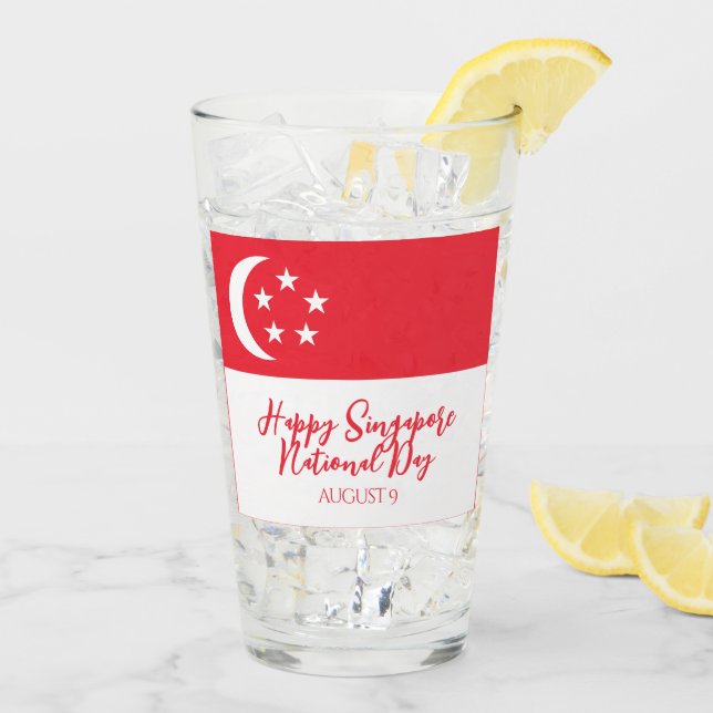 Verre Joyeuse fête nationale de Singapour Drapeau de Sin (Dos glace)