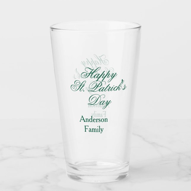 Verre Joyeuse Saint-Patrick famille nom vert minimal (Devant)