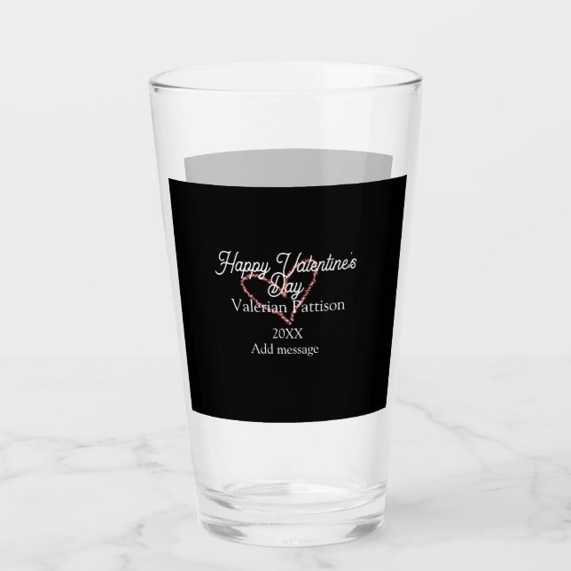 Verre Joyeuse Saint-Valentin cœur rouge paillettes nom n (Devant)