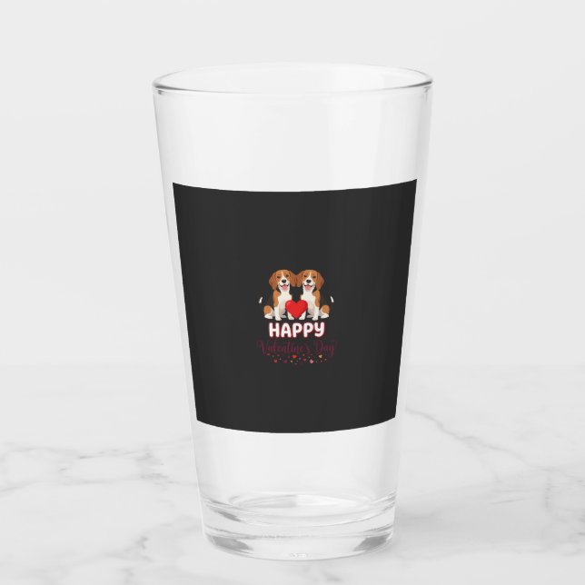 Verre Joyeuse Saint-Valentin Couple Beagle (Devant)