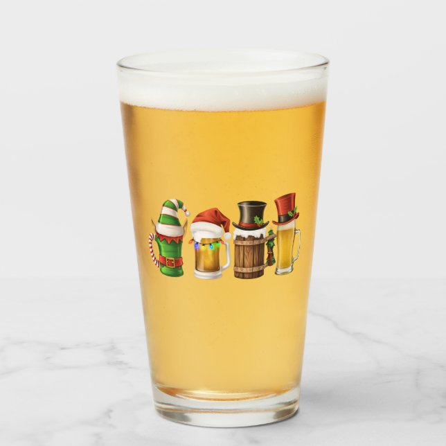 Verre Joyeuses bières de Noël Boire Père Noël Beer Lover (Devant (rempli))