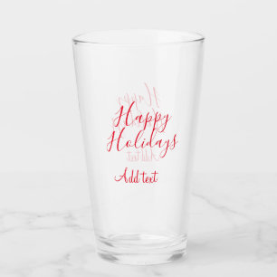 Verre Joyeuses fêtes Noël calligraphie rouge simple mi