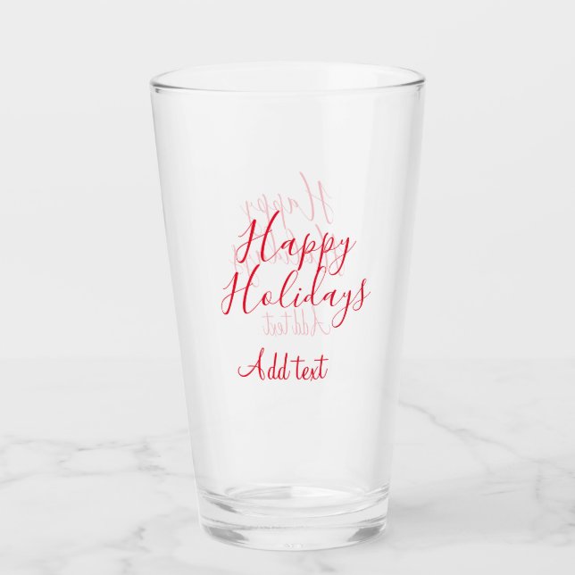 Verre Joyeuses fêtes Noël calligraphie rouge simple mi (Devant)