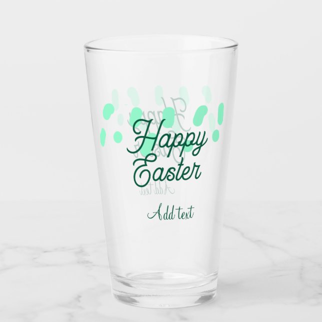 Verre Joyeuses Pâques œufs verts pastel nom date simple  (Devant)