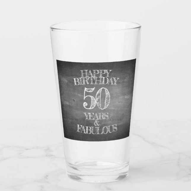 Verre Joyeux Anniversaire - 50 Ans & Fabuleux (Devant)