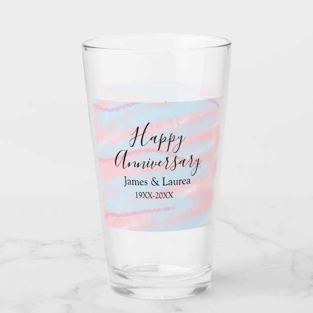 Verre Joyeux anniversaire de mariage nom date année past (Devant)